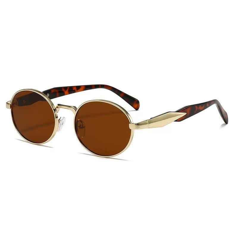 Retro Round Sunglasses With Sculpted Arms - Color_03