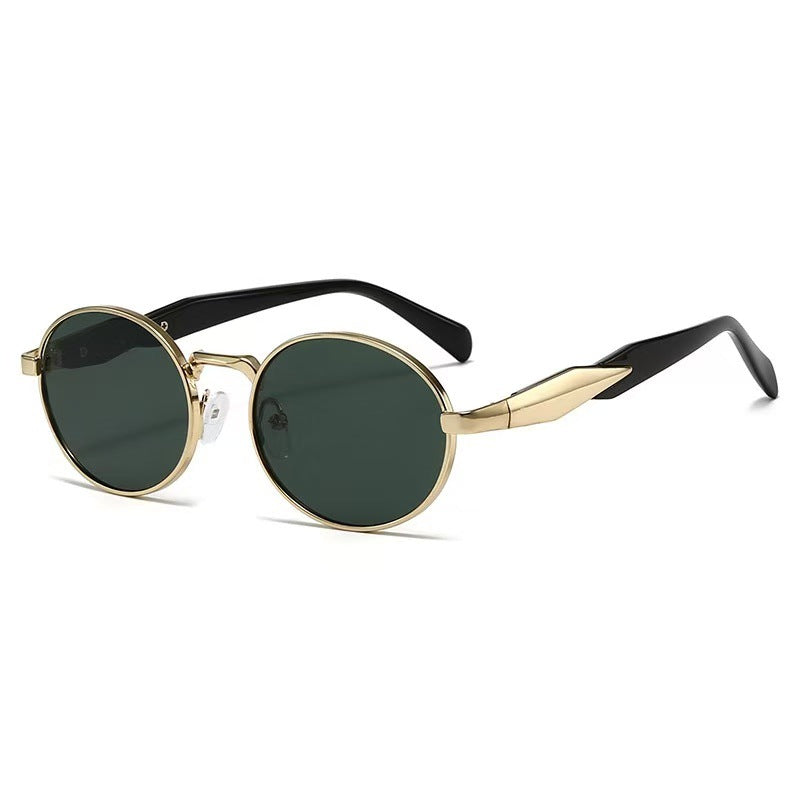 Retro Round Sunglasses With Sculpted Arms - Color_04