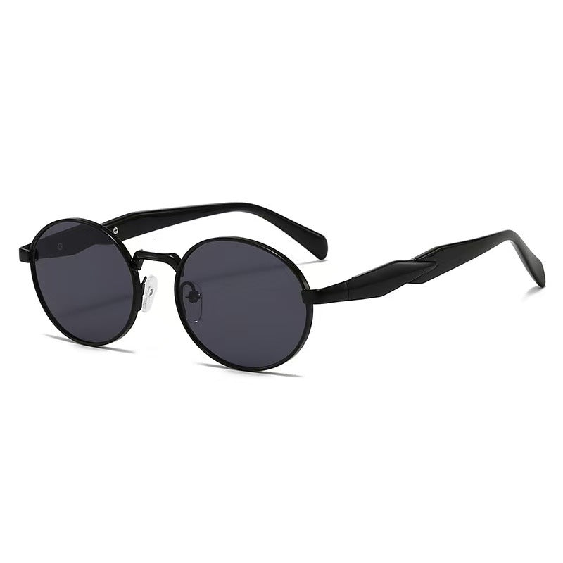 Retro Round Sunglasses With Sculpted Arms - Color_05