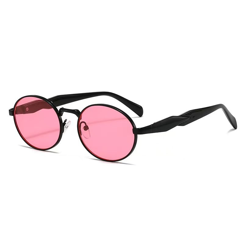 Retro Round Sunglasses With Sculpted Arms - Color_06