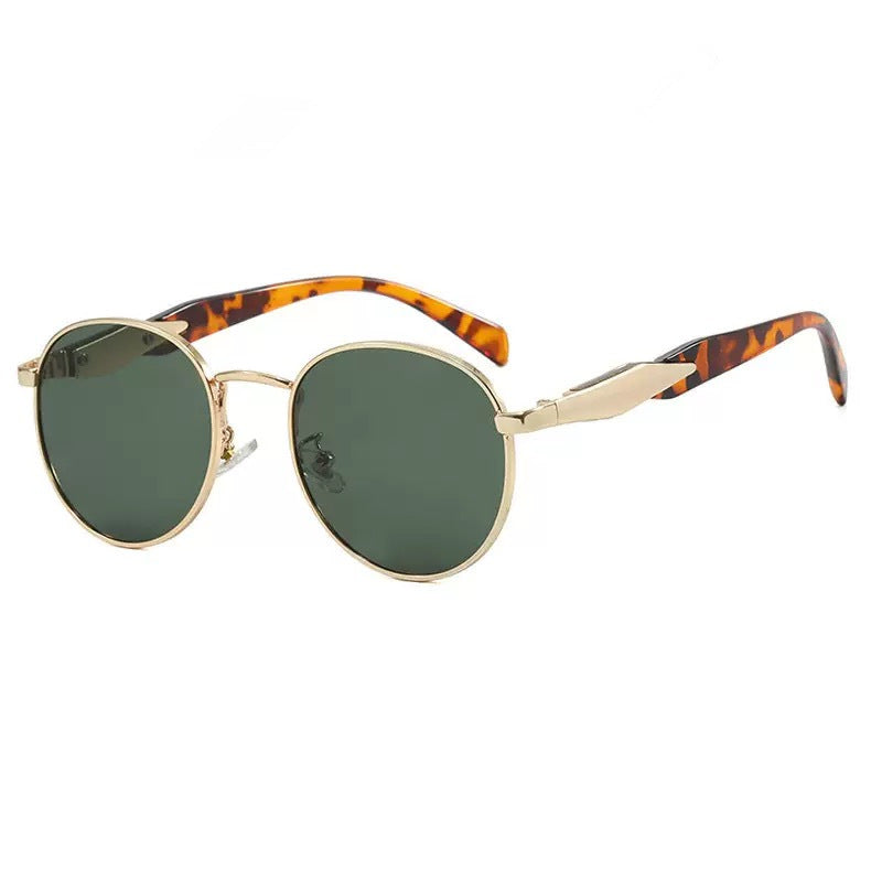 Retro Round Sunglasses With Sculpted Arms - Color_11