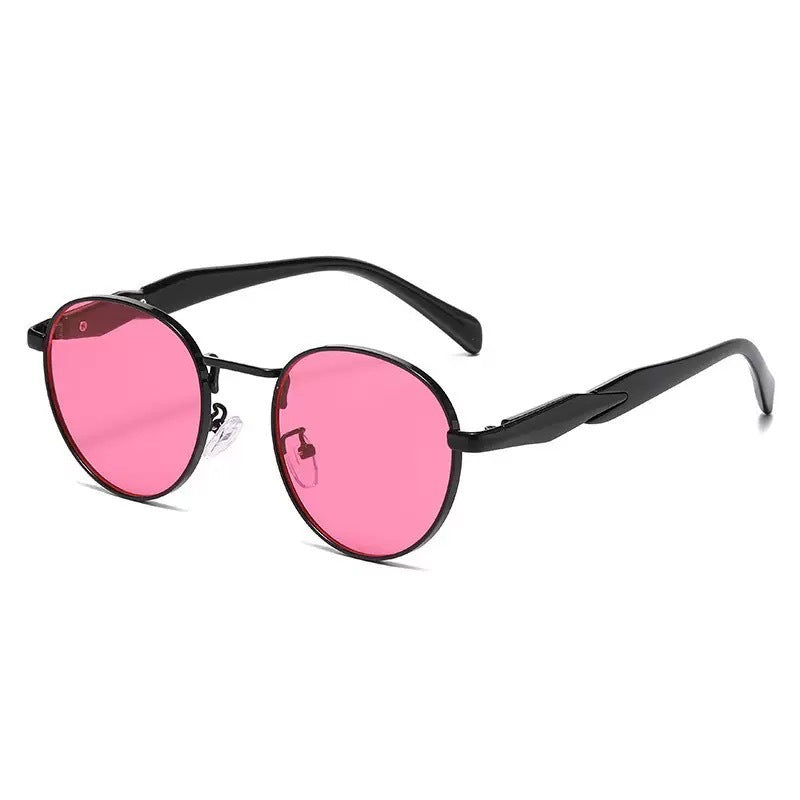 Retro Round Sunglasses With Sculpted Arms - Color_13