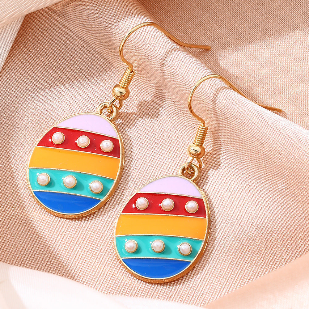 Painted Easter Egg Drop Earrings - NO-1