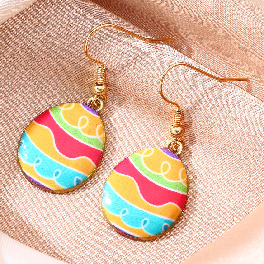 Painted Easter Egg Drop Earrings - NO-2