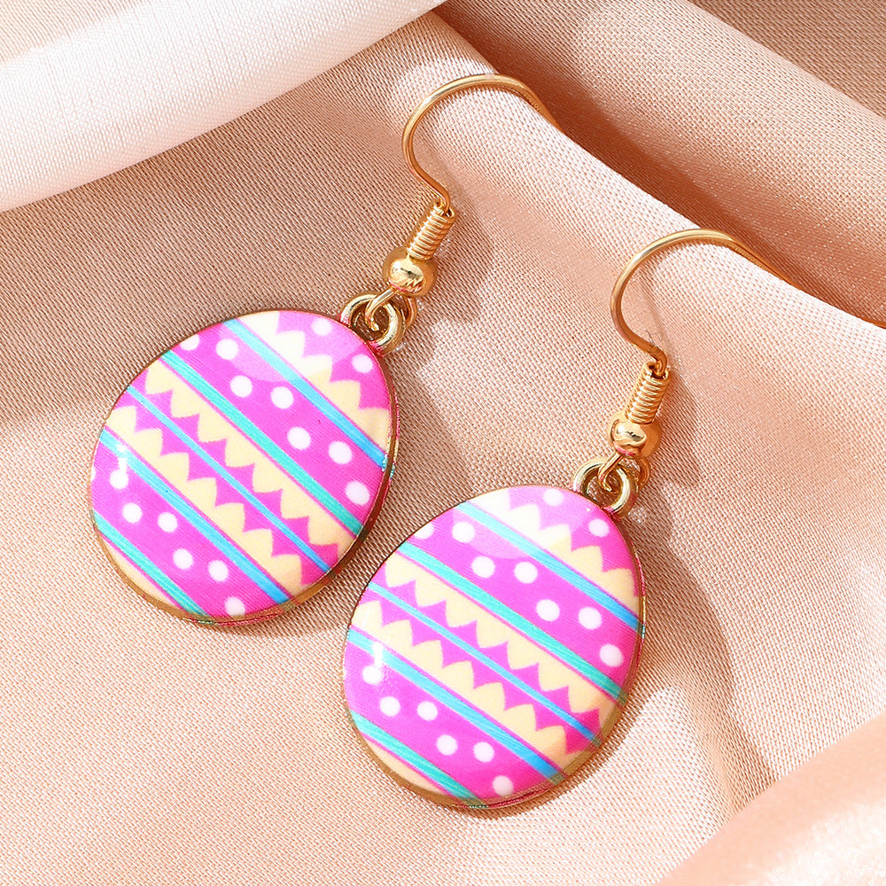 Painted Easter Egg Drop Earrings - NO-3