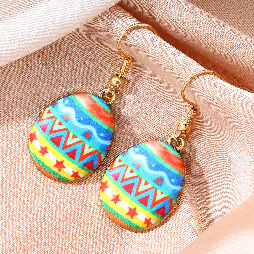 Painted Easter Egg Drop Earrings - NO-4