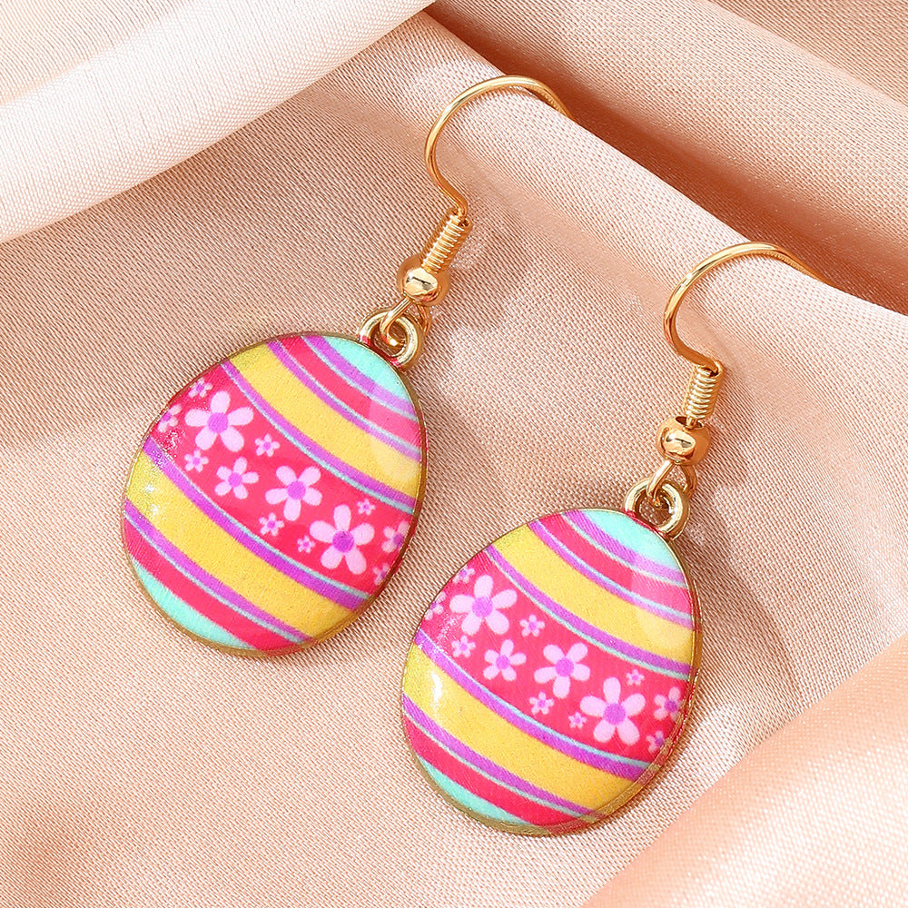 Painted Easter Egg Drop Earrings - NO-7