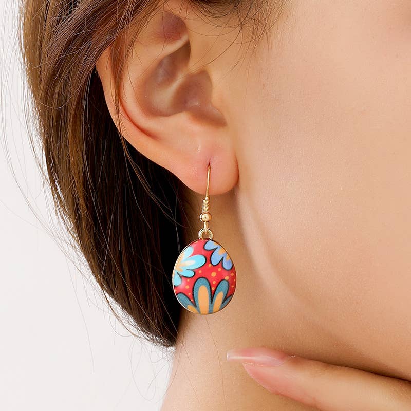 Painted Easter Egg Drop Earrings