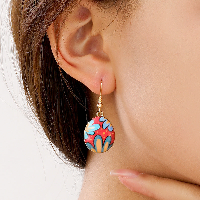 Painted Easter Egg Drop Earrings - view 1