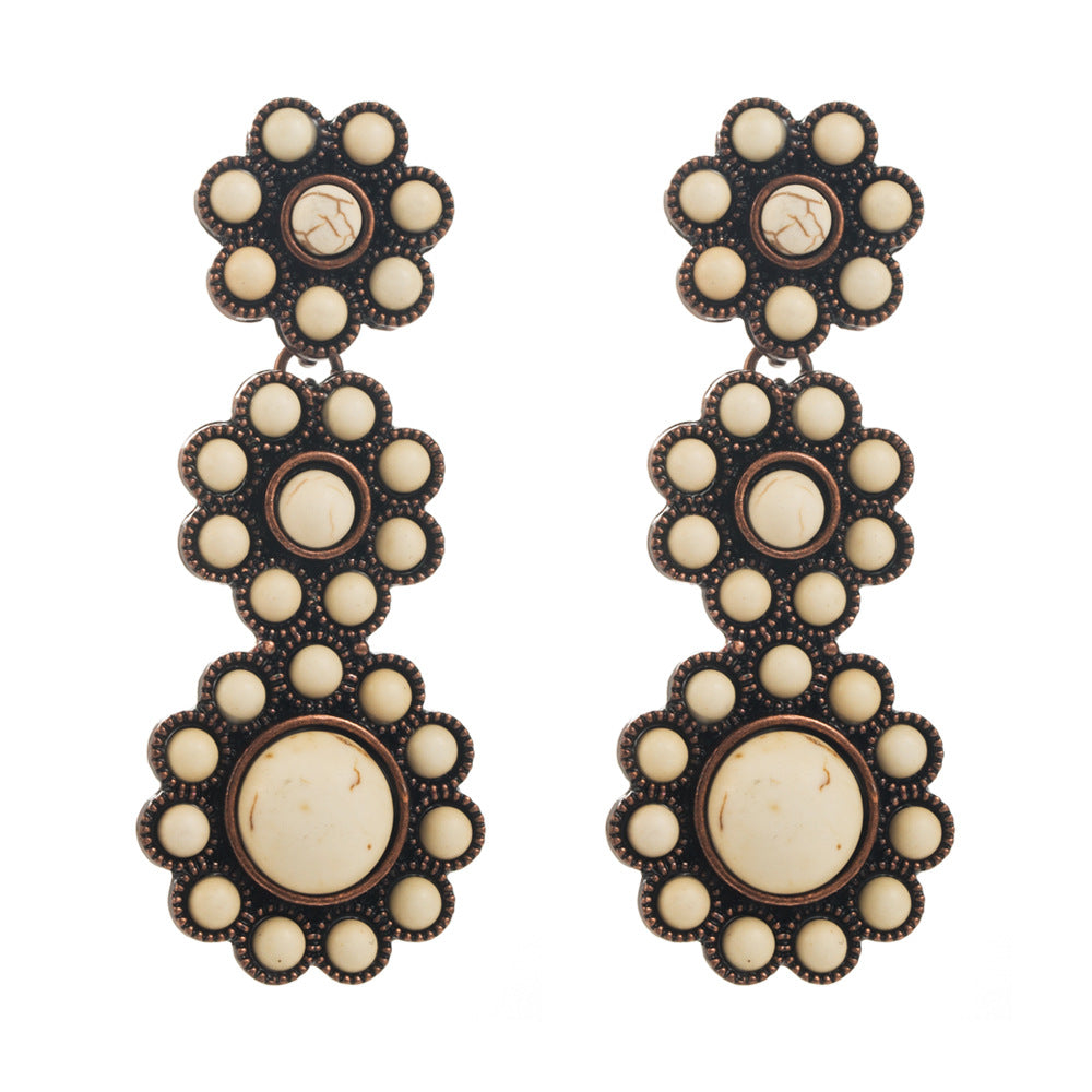 Western Turquoise Concho Drop Earrings - Color_01