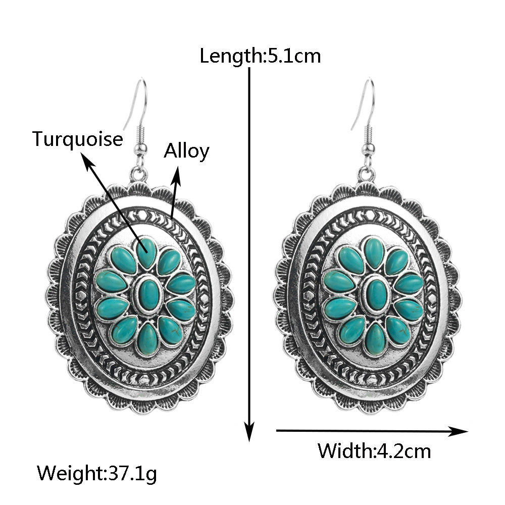 Western Turquoise Concho Drop Earrings - view 4