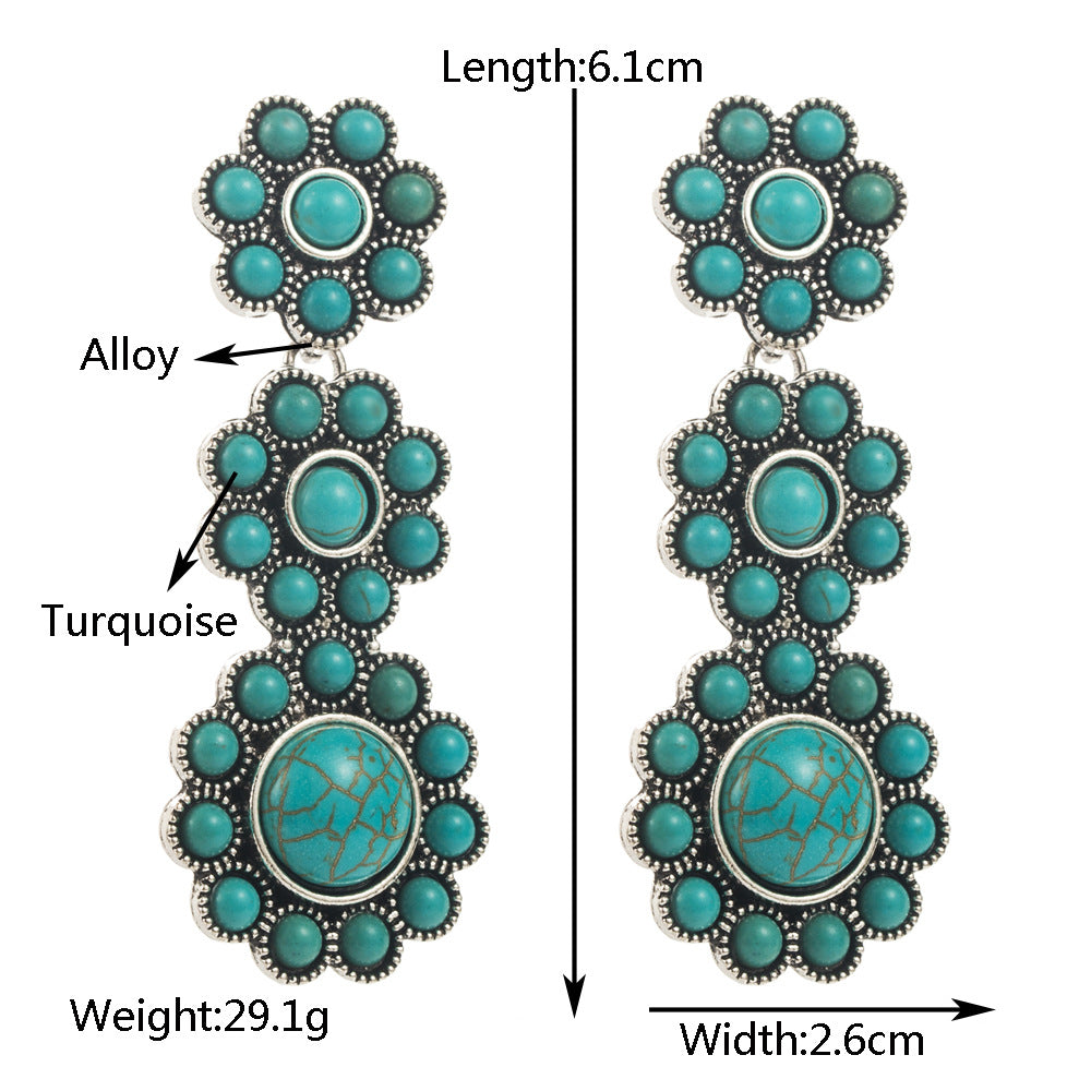 Western Turquoise Concho Drop Earrings - view 5