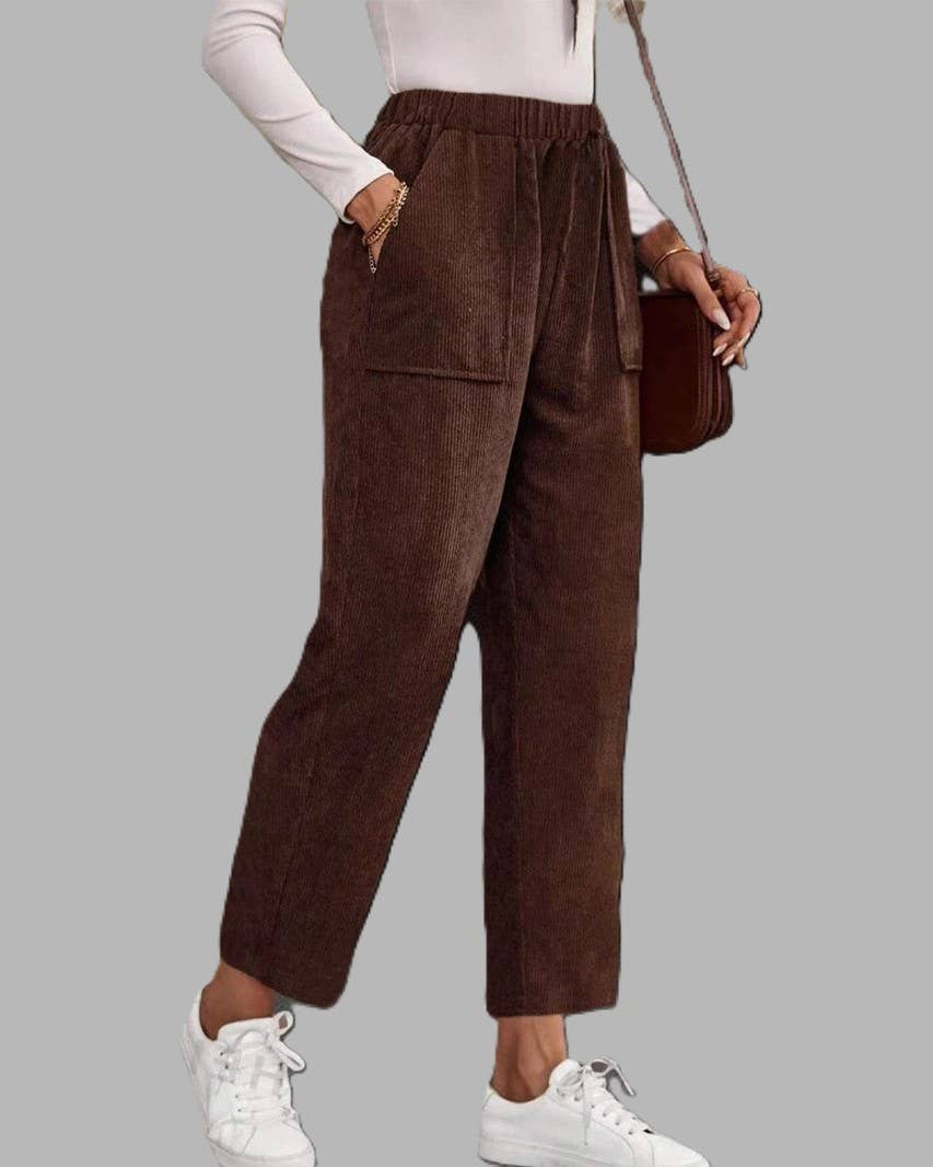 Corduroy Tapered Pants With Patch Pockets