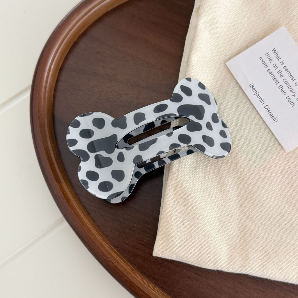 Dog Bone Shaped Snap Hair Clip - Cow
