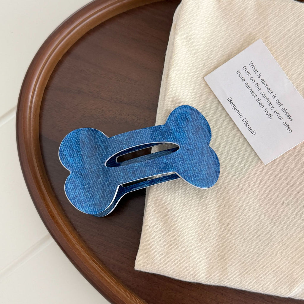 Dog Bone Shaped Snap Hair Clip - DarkBlue