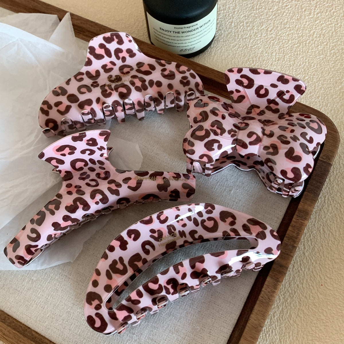 Leopard Print Padded Bow Hair Claw Clip