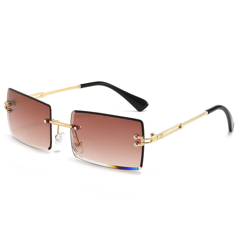 Rimless Rectangle Gradient Lens Sunglasses - Color_10