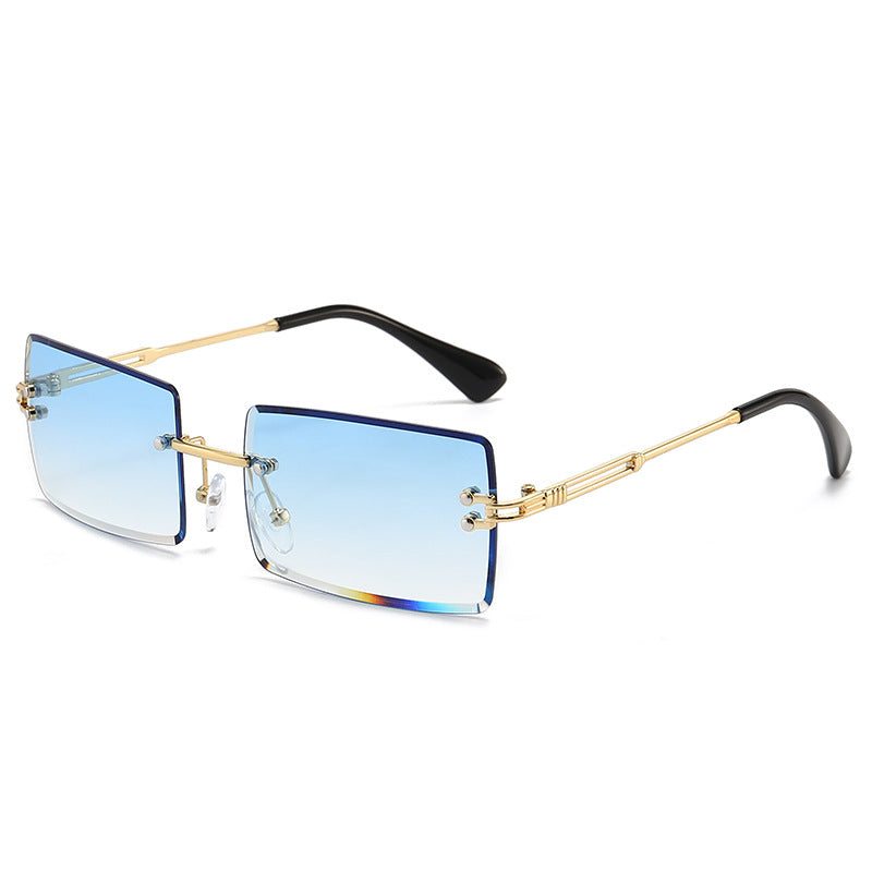Rimless Rectangle Gradient Lens Sunglasses - Color_12