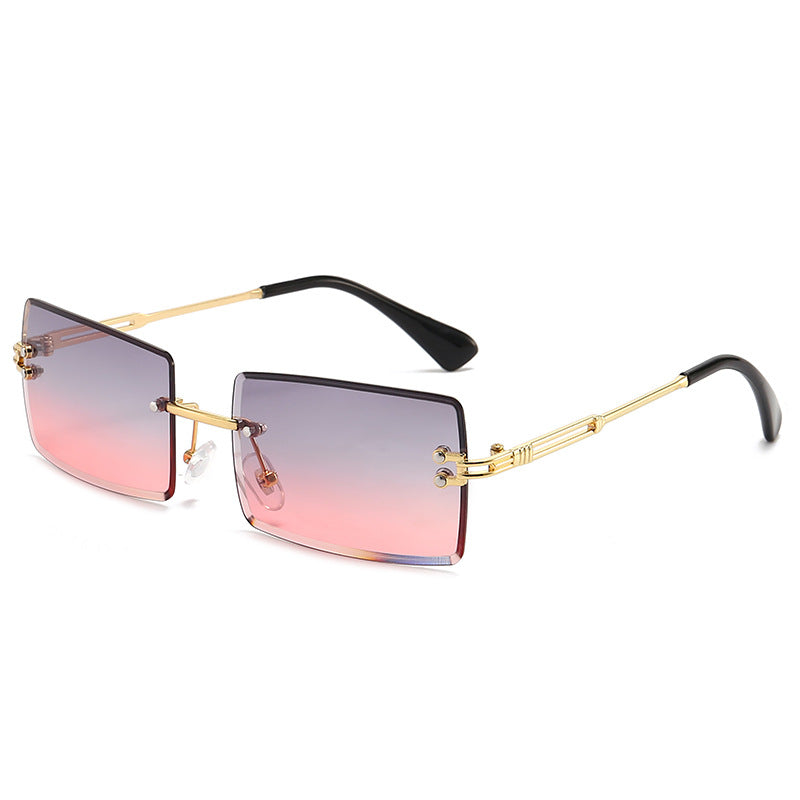 Rimless Rectangle Gradient Lens Sunglasses - Color_18