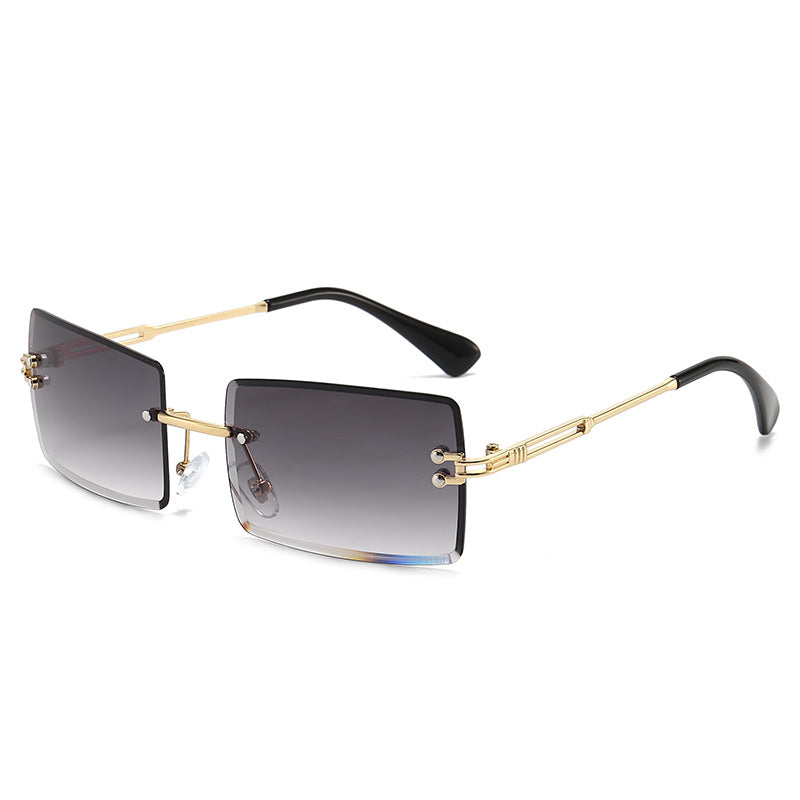 Rimless Rectangle Gradient Lens Sunglasses - Color_5