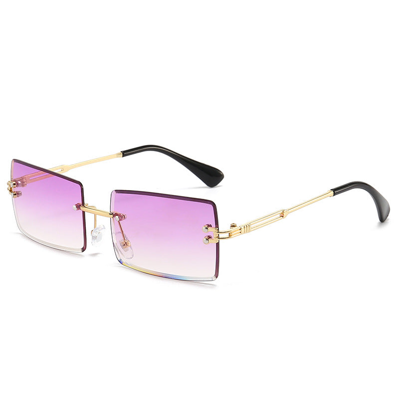 Rimless Rectangle Gradient Lens Sunglasses - Color_8
