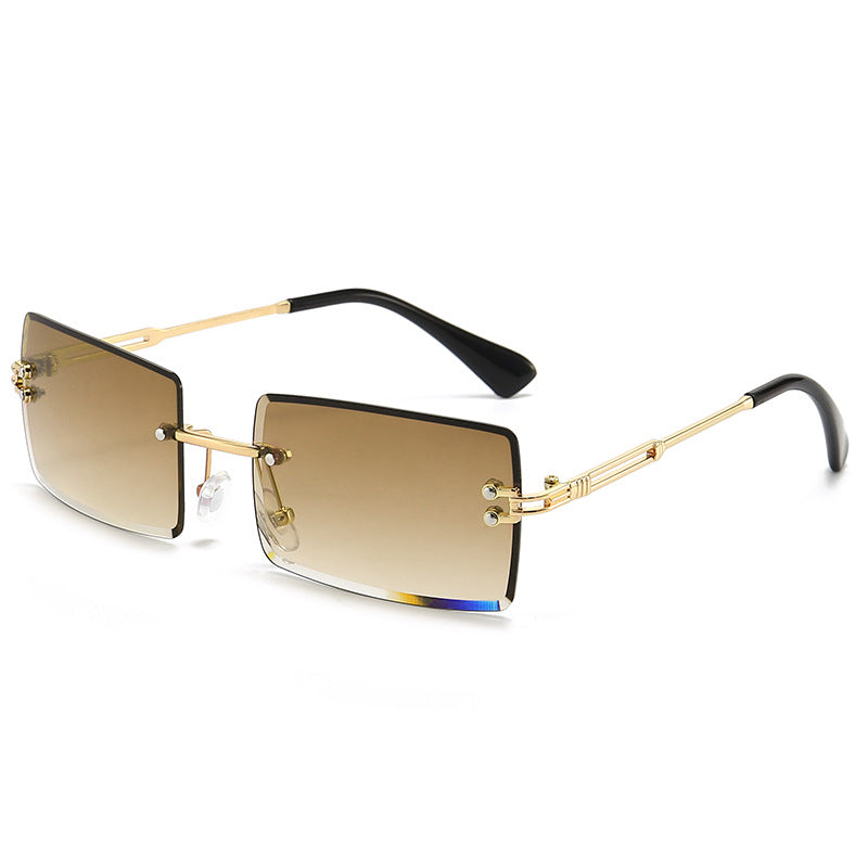 Rimless Rectangle Gradient Lens Sunglasses - Color_9