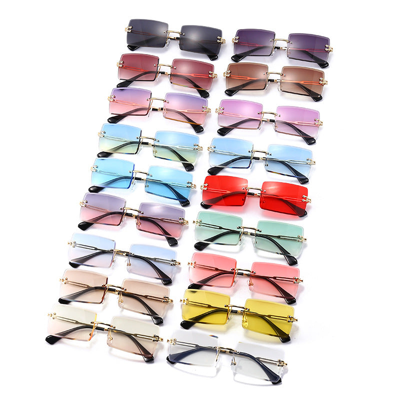 Rimless Rectangle Gradient Lens Sunglasses - view 1