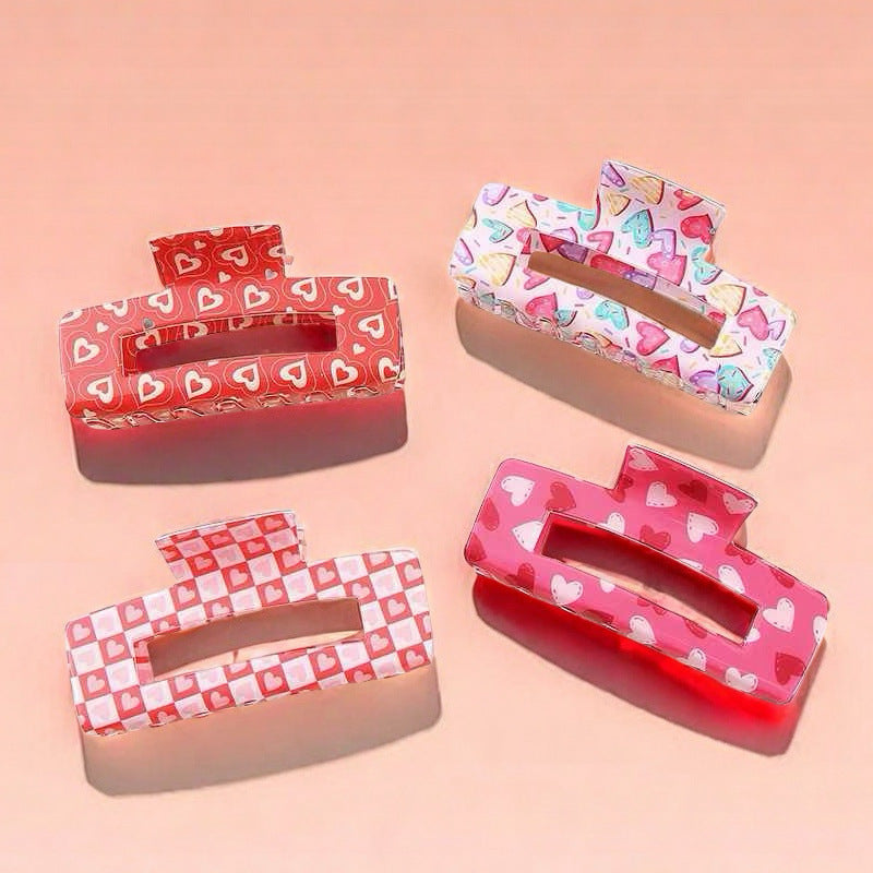 Valentine Heart Rectangle Claw Clip - view 1