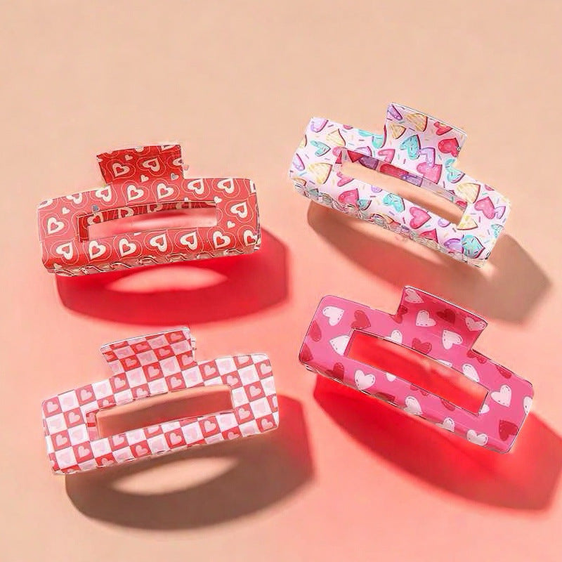 Valentine Heart Rectangle Claw Clip - view 2