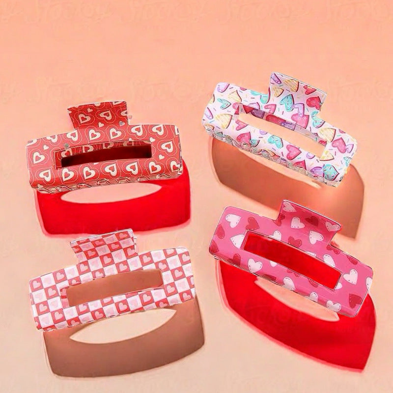 Valentine Heart Rectangle Claw Clip - view 3