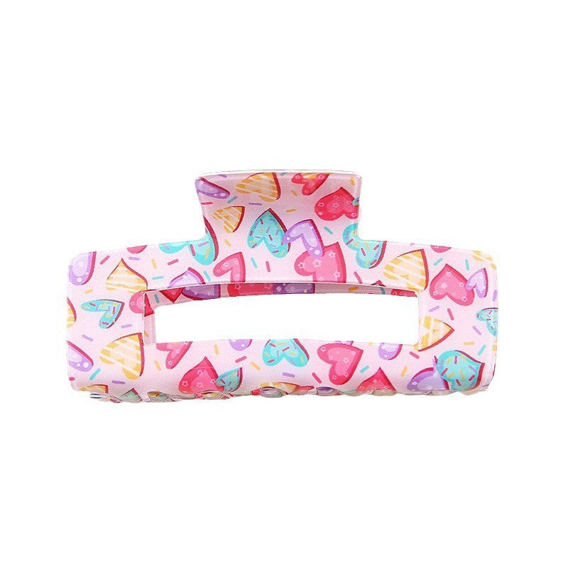 Valentine Heart Rectangle Claw Clip - mixed