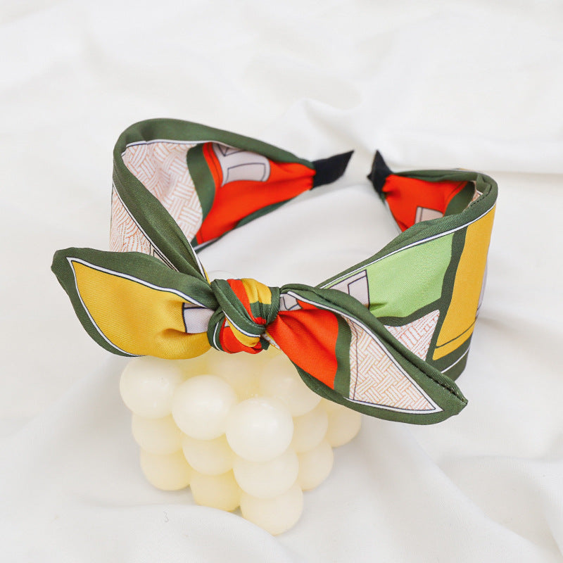 Scarf Print Knotted Bow Headband - Color_01