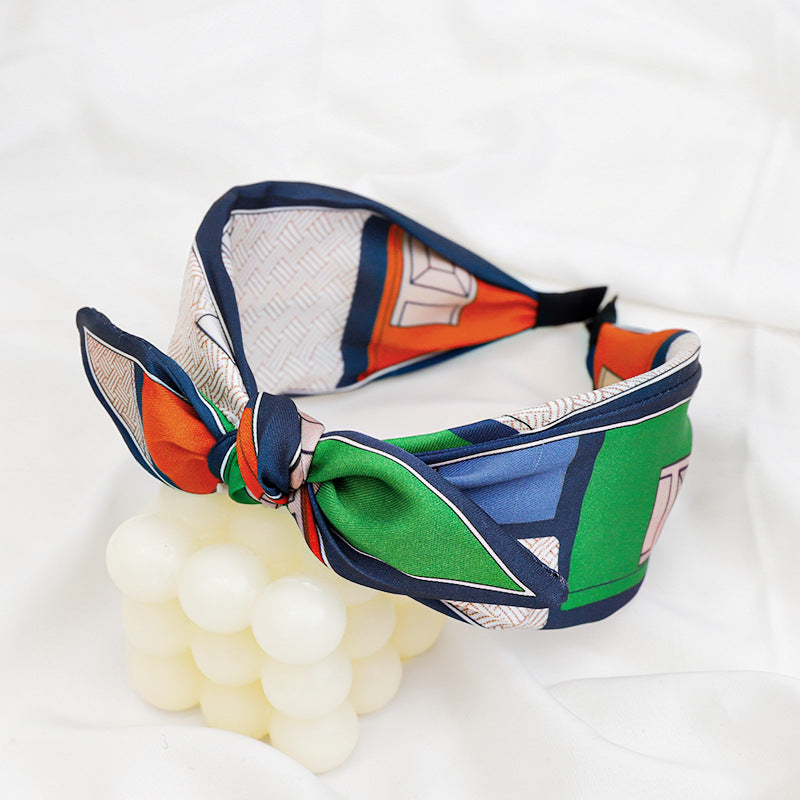 Scarf Print Knotted Bow Headband - Color_04