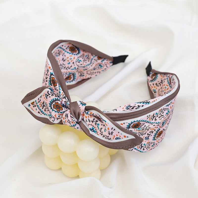 Scarf Print Knotted Bow Headband - Color_06