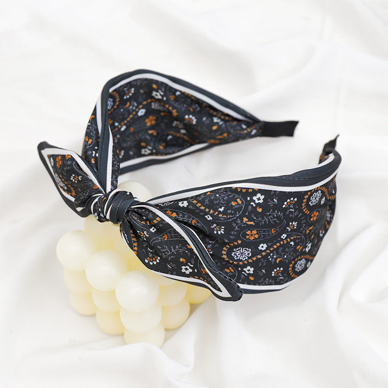 Scarf Print Knotted Bow Headband - Color_08