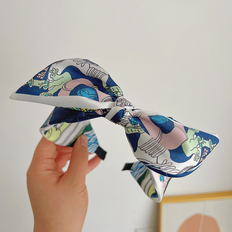 Scarf Print Knotted Bow Headband - Color_10