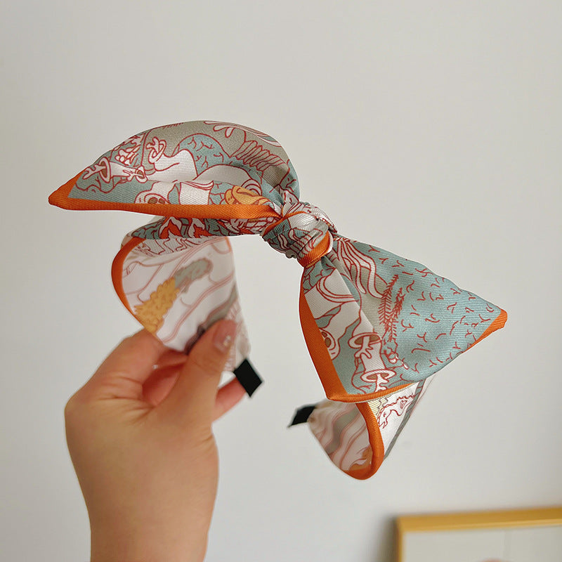 Scarf Print Knotted Bow Headband - Color_11
