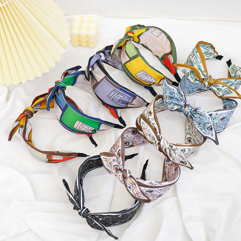 Scarf Print Knotted Bow Headband