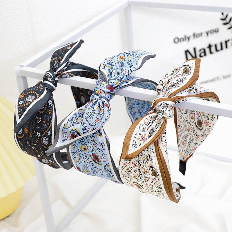 Scarf Print Knotted Bow Headband - view 2