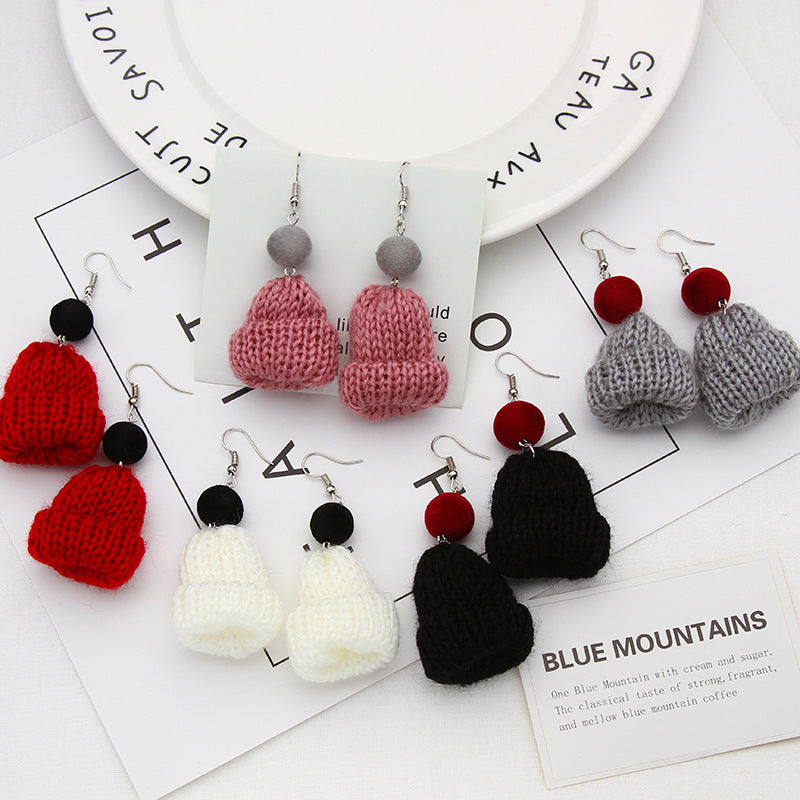 Mini Knit Beanie Drop Earrings - view 1