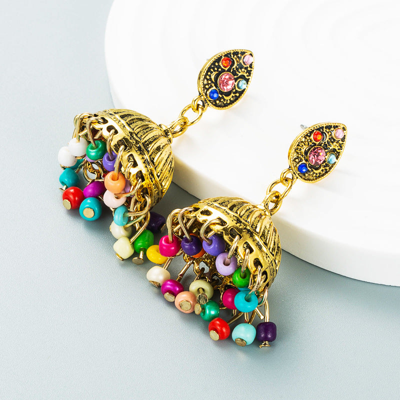 Beaded Bell And Tree Earrings - Bell