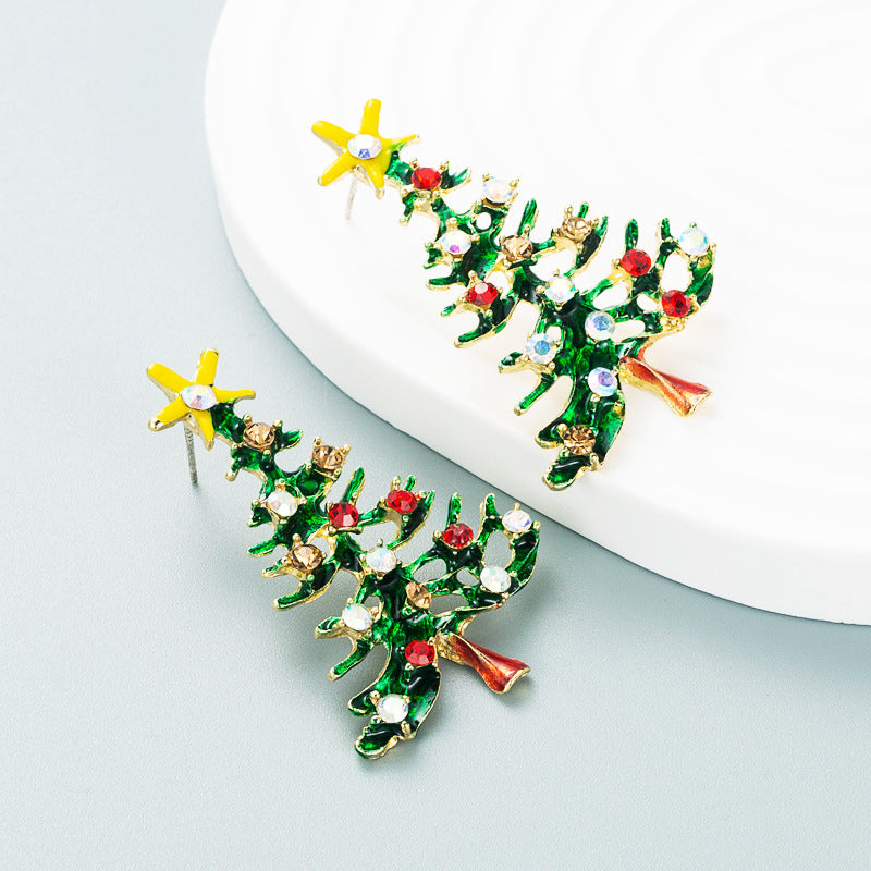 Beaded Bell And Tree Earrings - Tree - 2