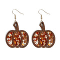 Glitter Confetti Autumn Pumpkin Drop Earrings - Orange