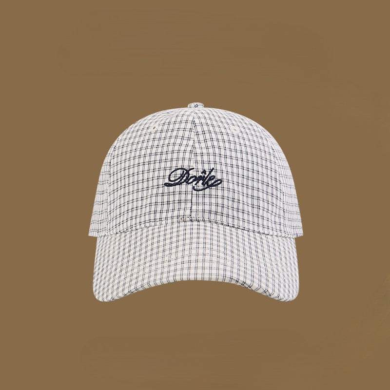 Gingham Check Script Embroidery Baseball Cap - C3