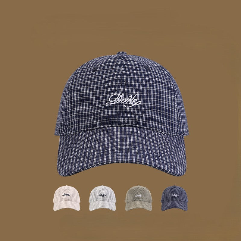 Gingham Check Script Embroidery Baseball Cap - view 1