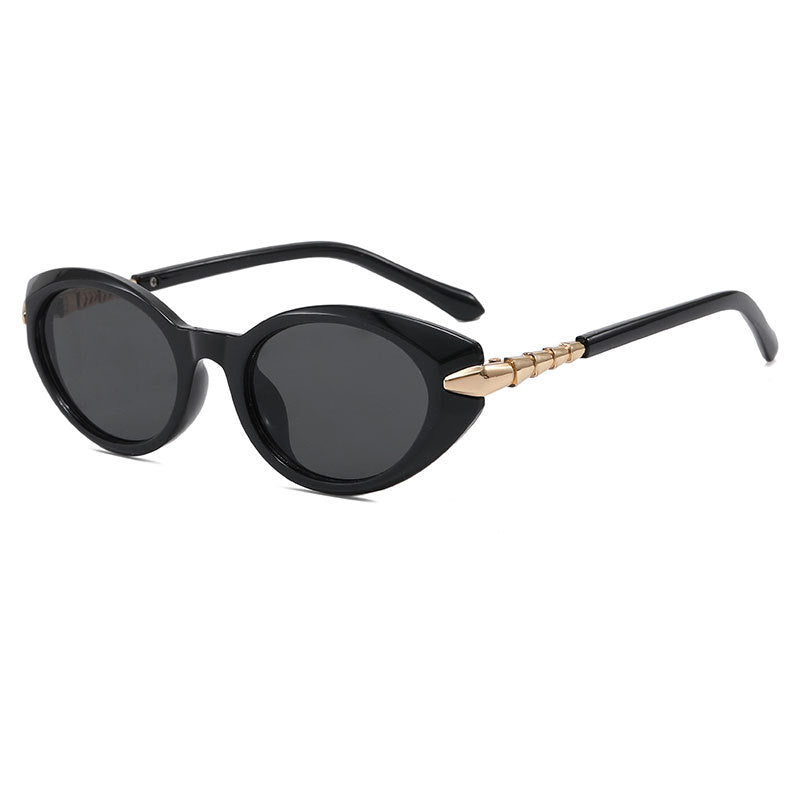Oval Cat Eye Sunglasses With Metal Temples - NO-1