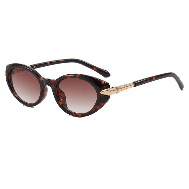 Oval Cat Eye Sunglasses With Metal Temples - NO-2