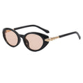 Oval Cat Eye Sunglasses With Metal Temples - NO-3