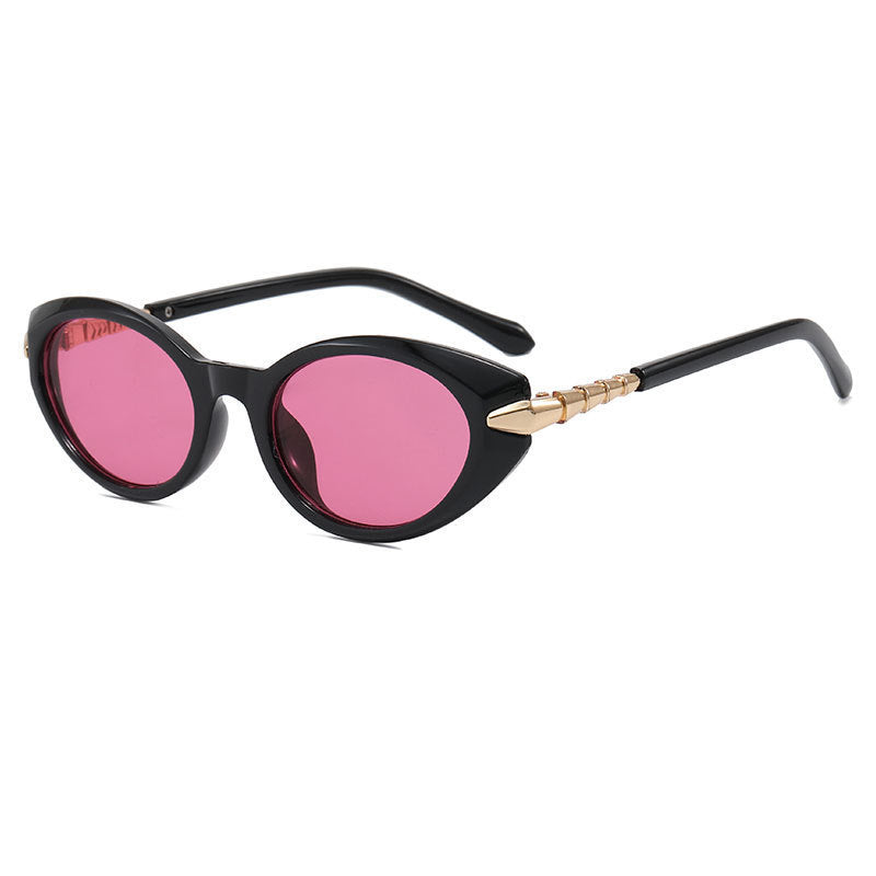 Oval Cat Eye Sunglasses With Metal Temples - NO-4