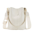 Croc Embossed Bucket Bag with Wide Strap - Cream